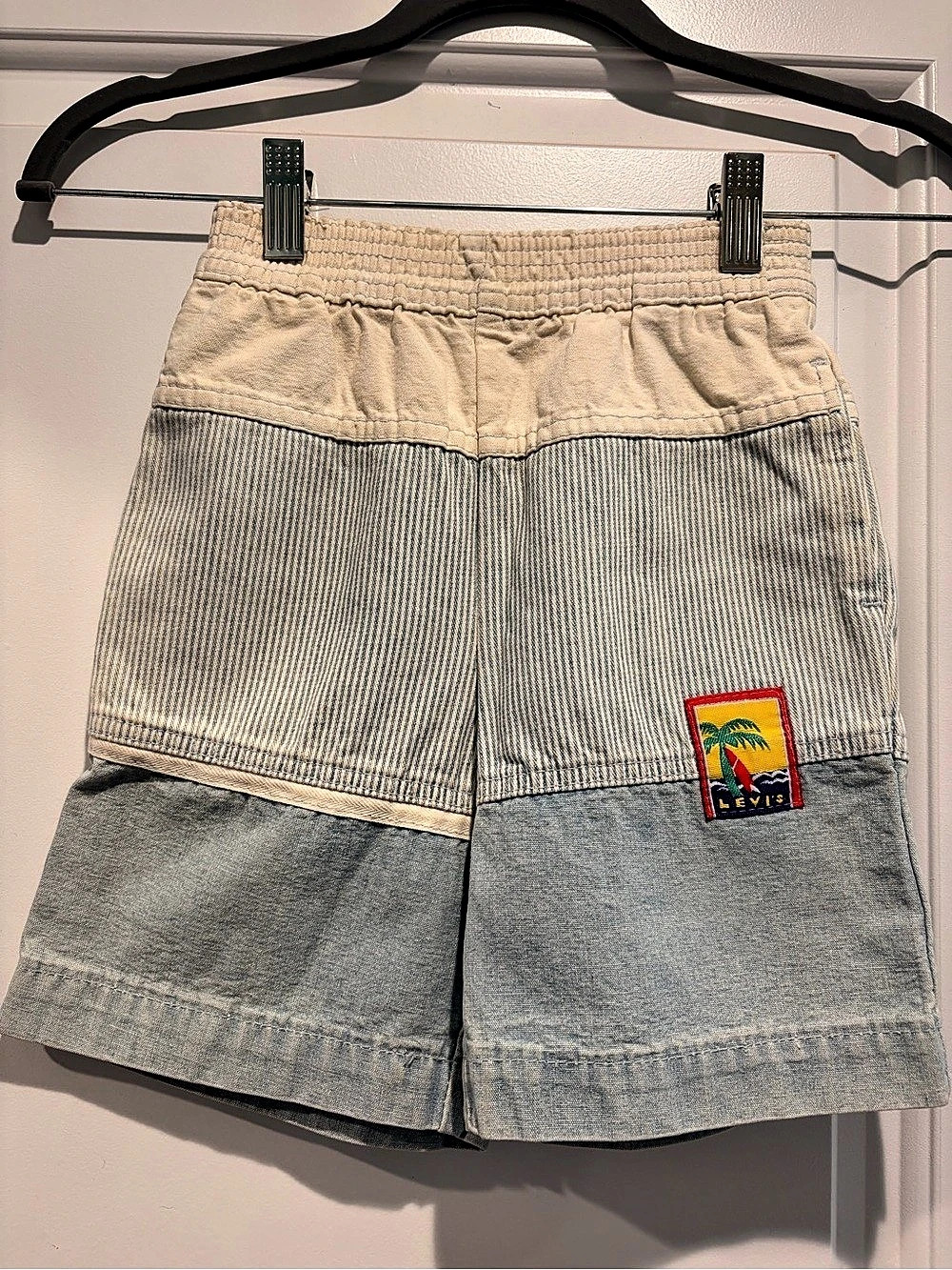 Vintage Levi's Little Levi's Striped Cotton Shorts in Blue & Cream Size 7 NWT